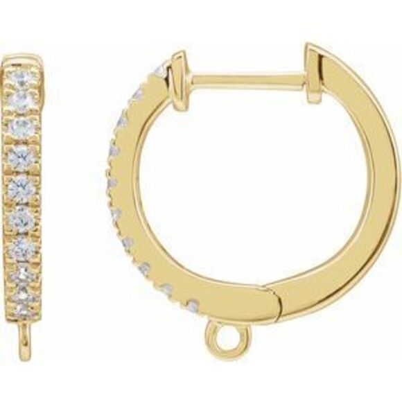 Kazi Luxury 14K Yellow 1/6 CTW Natural Diamond Hinged 15.35 mm Hoop Earring Top